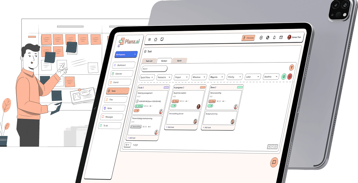 Thẻ Kanban trực quan & Milestone